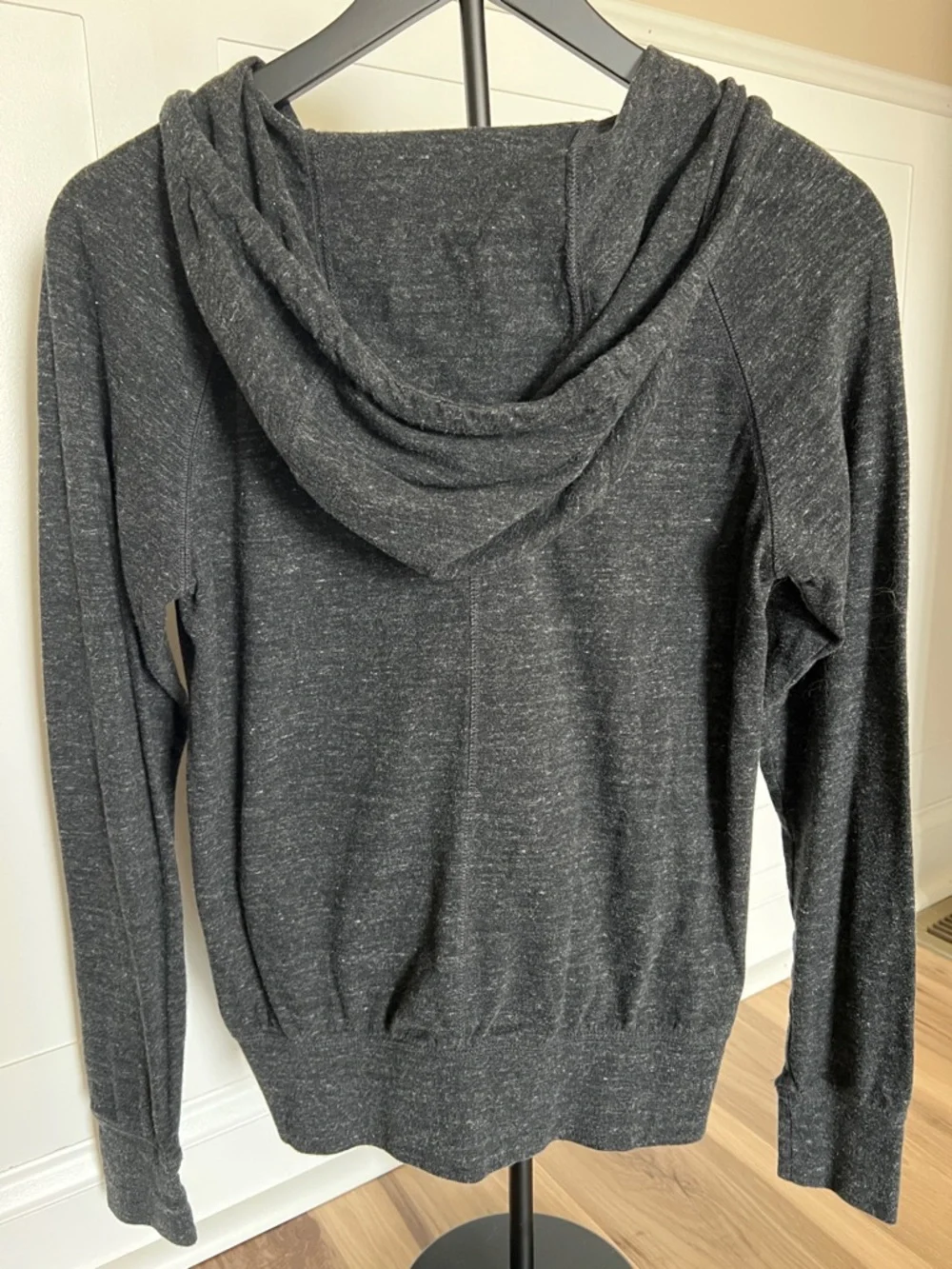 Nike Charcoal Gray Full-Zip Hoodie with White Logo - Picture 3 of 3